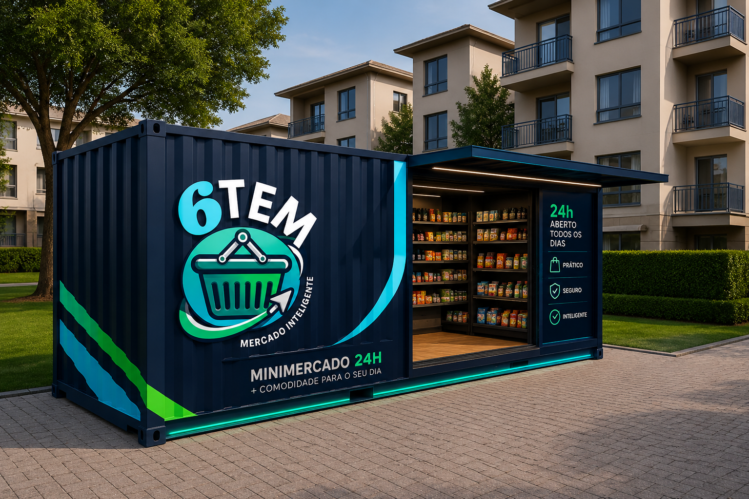 Minimercado autônomo moderno em condomínio